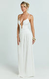 Hathaway Maxi Dress U Shaped Neck Pleated Dress in Ivory