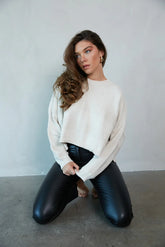 Jess Tonal Striped Knit Cropped Sweater