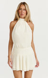 Thea Mini Dress Backless Halter Dress in Off White