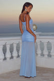 CASSIE GLITTER MESH MAXI DRESS BLUEBELL