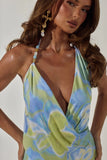 EILISH HALTER MINI DRESS LANA GREEN