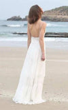 Spaghetti Sleeveless Chiffon Beach Boho Wedding Dress