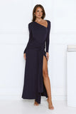 Sophisticated Silhouette Long Sleeve Maxi Dress Navy