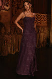 grape lurex chiffon maxi dress
