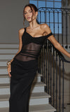 Elias Maxi Dress Twisted One Shoulder Cowl Dropped Waist Dress in Black