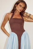 SAMMI HALTER MIDI DRESS CHOCOLATE SKY BLUE