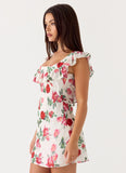 Malina Mini Dress Ivory Bloom