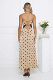 Trending Polka Dots Satin Maxi Dress Yellow