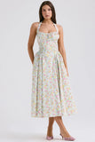 pale blue meadow print cotton halter sundress