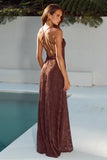 ELLERBY FRILL TRIM MAXI DRESS CHOCOLATE
