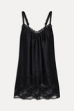 First Crush Satin Babydoll Dress Black