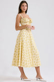 buttercup vintage floral print cotton bustier sundress