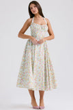 pale blue meadow print cotton halter sundress