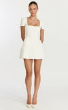 Zinnia Mini Dress Square Neck Tulip Dress in White