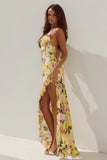 SANTONIA HALTER CORSET MAXI DRESS KENDALL YELLOW