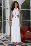 ROSSA CUT OUT HALTER MAXI DRESS WHITE