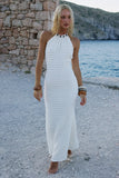 ADALEE RUFFLE TEXTURE MAXI DRESS WHITE