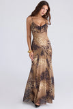 leopard print georgette panelled maxi dress limited edition