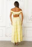 Secrets You Keep Off Shoulder Embroidered Maxi Dress Yellow