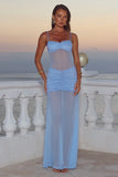 CASSIE GLITTER MESH MAXI DRESS BLUEBELL