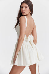 ivory cotton bow mini dress