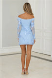 Dreamy Floral Embroidered Mesh Mini Dress Blue