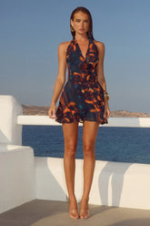 IMALI HALTER COWL MINI DRESS VALINA ORANGE