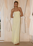 Sassafras Beaded Flower Strapless Maxi Dress Yellow