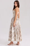 cream floral print cotton midi sundress