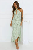 Social Girl Halter Maxi Dress Sage