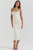 vintage cream embellished strapless dress