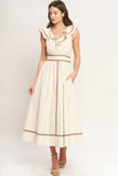 BREEZE CANVAS RUFFLE MIDI DRESS