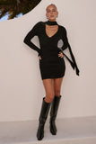 BIANCA SLEEVED MINI DRESS BLACK