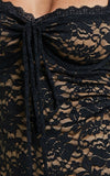 Collette Midi Dress Ruched Bust Wide Strap Detail Lace Midi Dress in Black