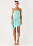 Ocean Dream Strapless Mini Dress Turquoise