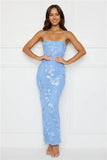 Amber Zest Mesh Maxi Dress Blue