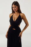 GENIA CROSS FRONT MAXI DRESS BLACK