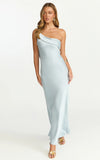 Calix Midi Dress One Shoulder Slip Dress in Pale Blue