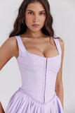 orchid pleated cotton mini dress