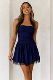 Fresh Gossip Strapless Mini Dress Navy