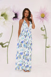 Garden Of Light Halter Maxi Dress Blue