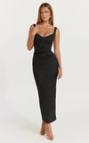 Pietra Midi Dress Off Shoulder Structured Dress in Black
