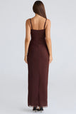 burgundy stretch mesh maxi dress