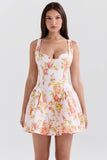 peach poppy print twill mini dress
