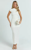 Kayrene Maxi Dress Short Sleeve Jacquard Dress in Cream