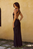 CHARA LOW CROSS BACK MAXI DRESS BLACK
