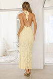 Coconut Sips Halter Maxi Dress Yellow