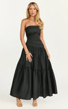 Cora Midi Dress Strapless Dress in Black