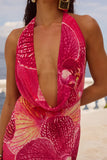 LEXIE LOW PLUNGE HALTER MAXI DRESS ISABEL PINK