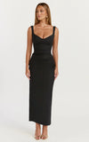 Pietra Midi Dress Off Shoulder Structured Dress in Black